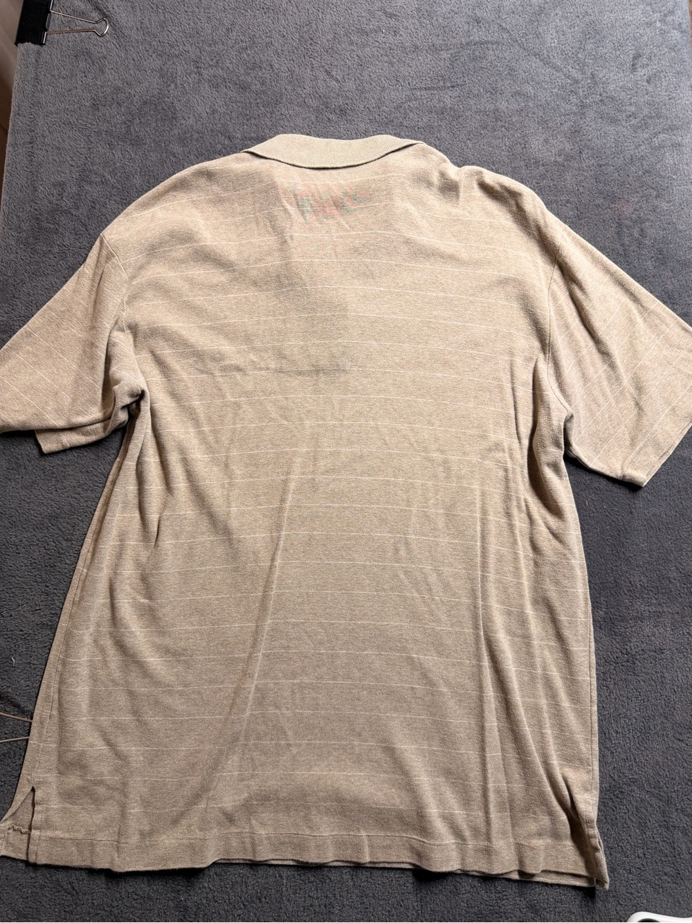 Vintage Polo Ralph Lauren Pinstripe Knit Polo Shirt Size [Large] Tan Brown - Picture 3 of 6